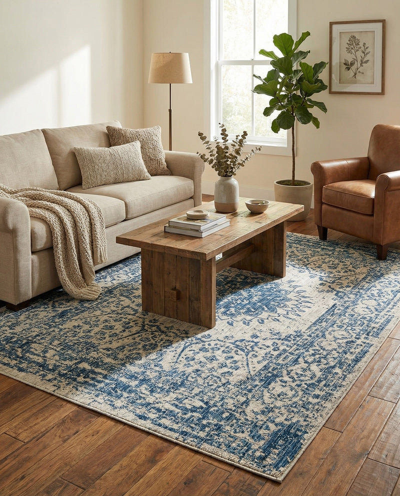 Patio Heritage Collection Area Rug -  Lafayette (Blue) Rectangle Blue  lifestyle 21