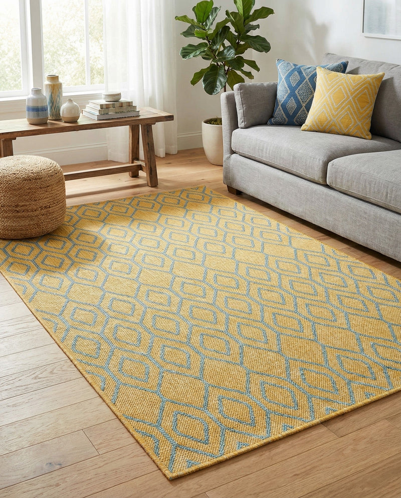 Urban Oasis Rugs Collection Area Rug -  Boulevard (Yellow and Aqua) Rectangle Yellow and Aqua  lifestyle 6