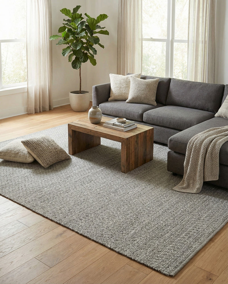 Trellis Wool Collection Area Rug - Cobbles Rectangle Gray  lifestyle 31