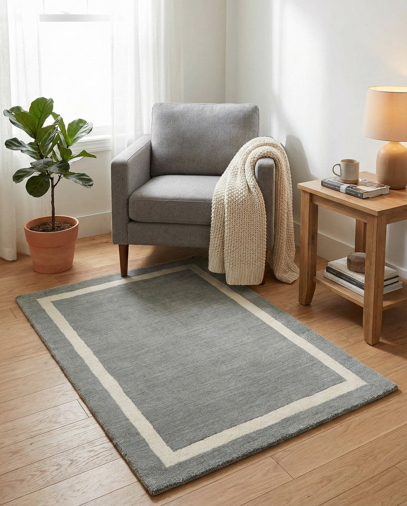 Savannah Borders Wool Collection Area Rug - Chatham Rectangle Earl Gray  lifestyle 63