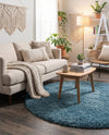 Eternal Plush Oasis Collection Area Rug -  Tranquility (Aegean Blue) Round Aegean Blue  lifestyle 41