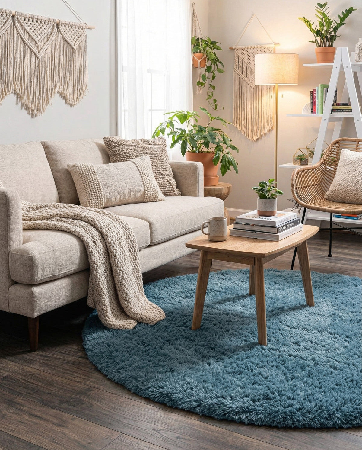 Eternal Plush Oasis Collection Area Rug -  Tranquility (Aegean Blue) Round Aegean Blue  lifestyle 41