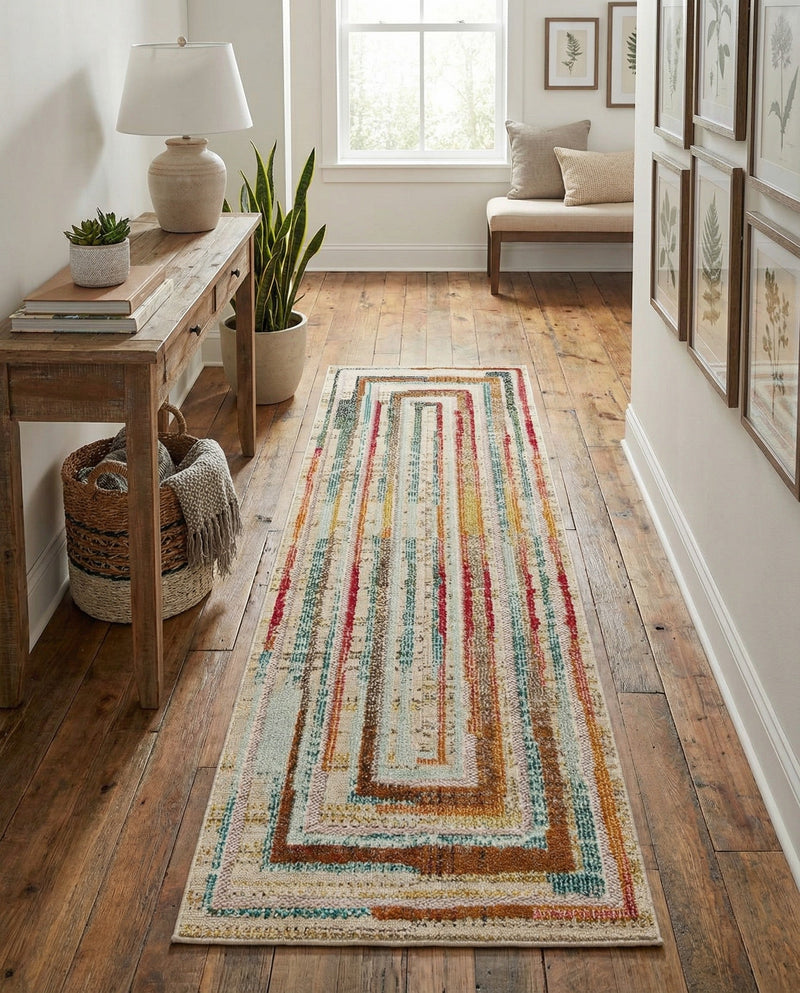 Outdoor Marrakesh Collection Area Rug -  Ouarzazate Runner Multi Beige  lifestyle 72