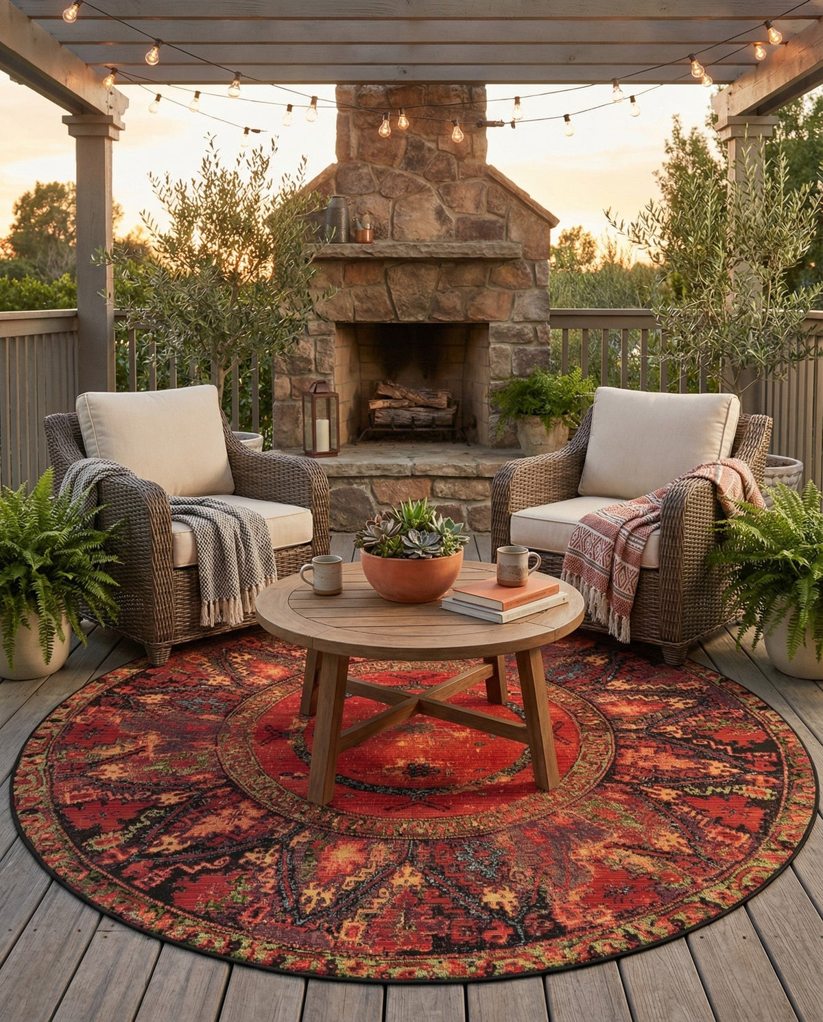 Safari Escape Rugs Collection Area Rug - Serengeti Round Multi  lifestyle 123