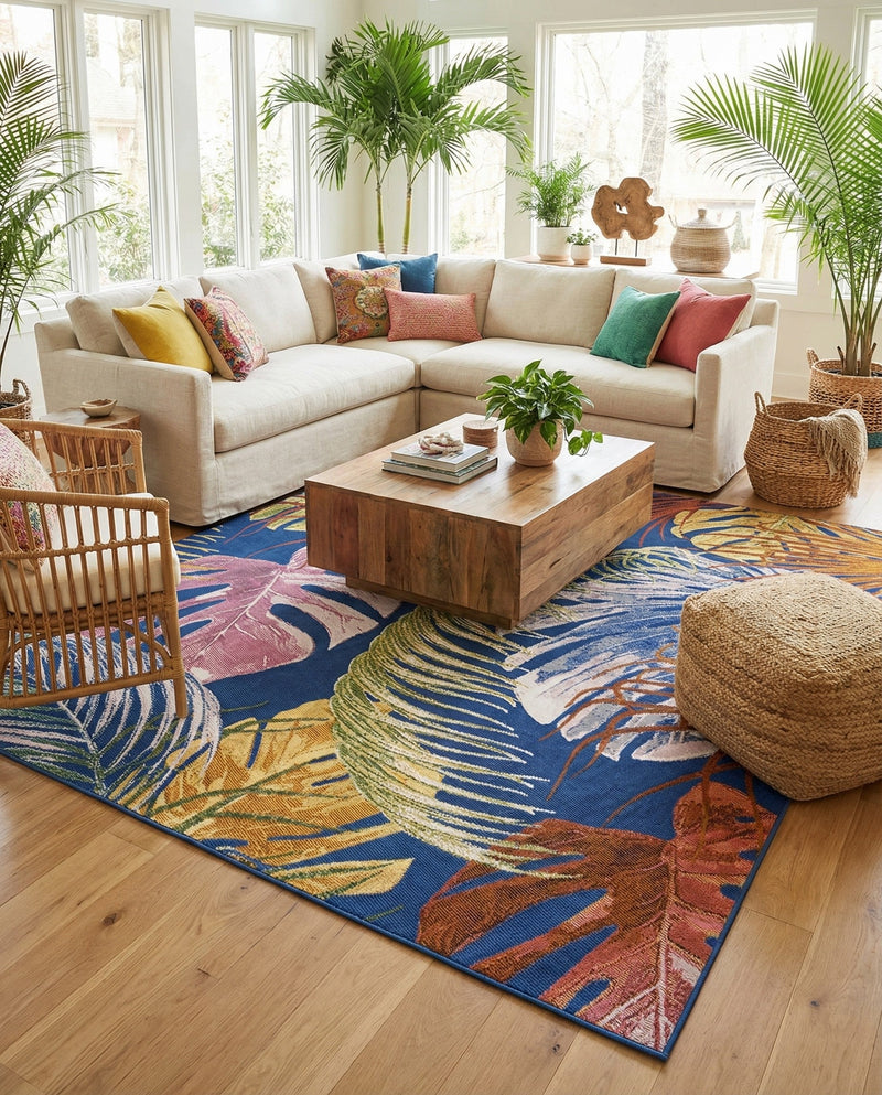 Meadow Breeze Collection Area Rug -  Clover Rectangle Multi  lifestyle 48