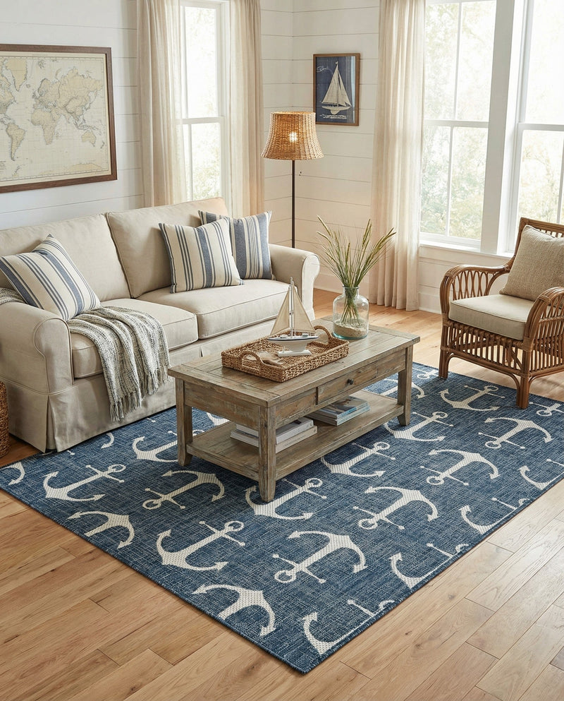 Seaside Haven Rugs Collection Area Rug - Sapphire (Blue) Rectangle Blue  lifestyle 23