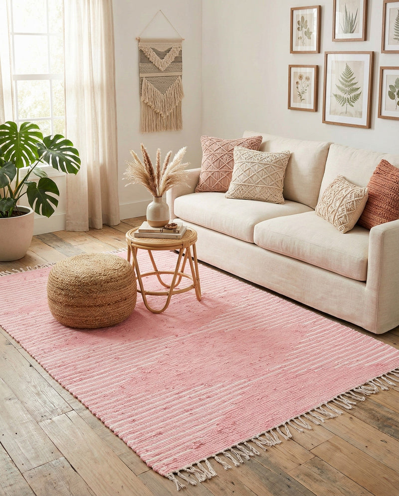 Thar Cotton Collection Area Rug - Jaisalmer (Rose) Rectangle Rose  lifestyle 18