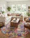 Urban Terrace Collection Area Rug -  Boardwalk Round Multi  lifestyle 48