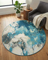 Urban Terrace Collection Area Rug -  Gazebo Round Blue and Ivory  lifestyle 61