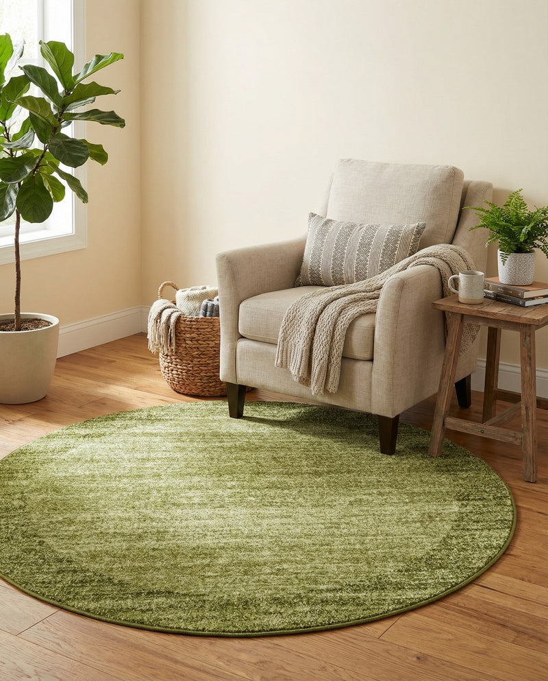 Studio Haven Collection Area Rug -  Conservatory (Light Green) Round Light Green  lifestyle 65