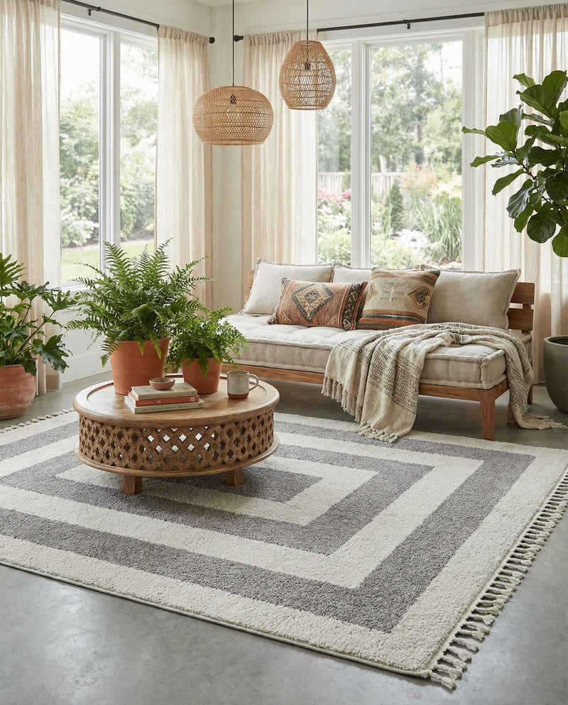 Sahara Chic Collection Area Rug -  Casablanca Rectangle Gray  lifestyle 43