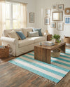 Tassel Trail Collection Area Rug - Pathway (Turquoise and Ivory) Square Turquoise and Ivory  lifestyle 39