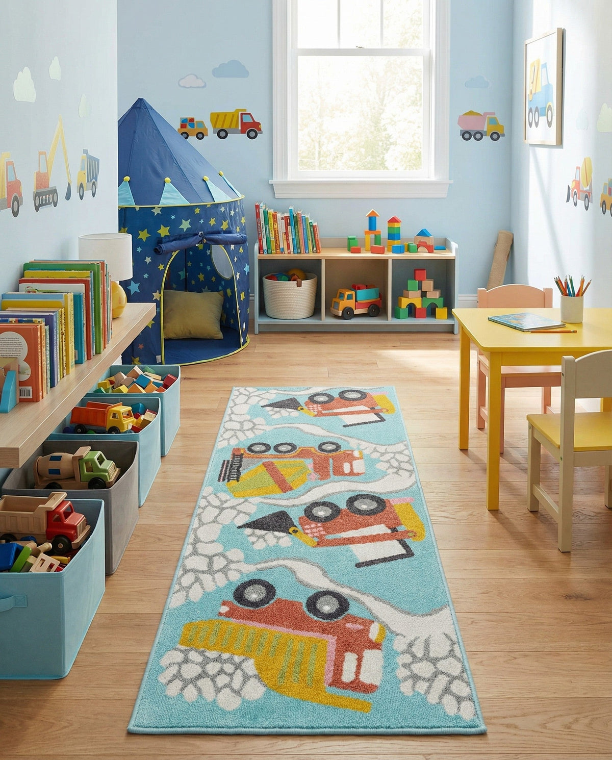 Wonder Tykes Collection Area Rug -  Labyrinth Runner Teal  lifestyle 37
