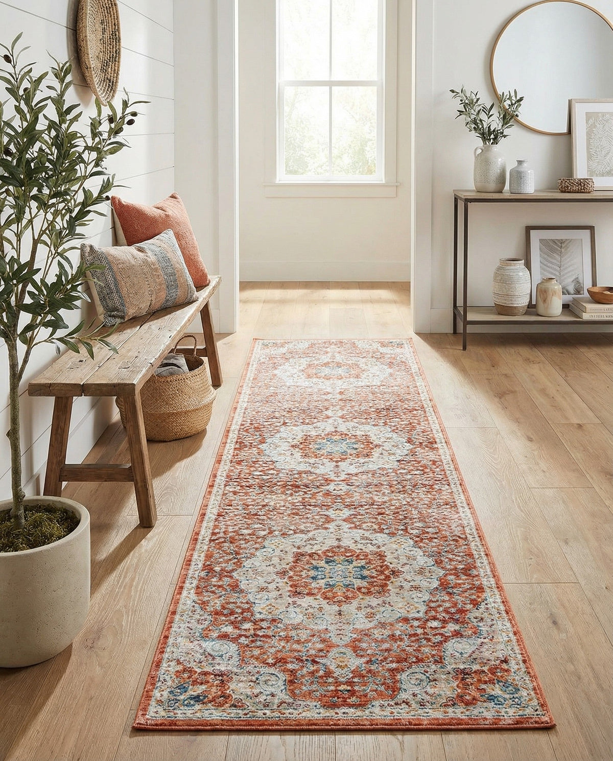 Coastal Haven Collection Area Rug - Seabreeze (Red) Runner Red  lifestyle 80