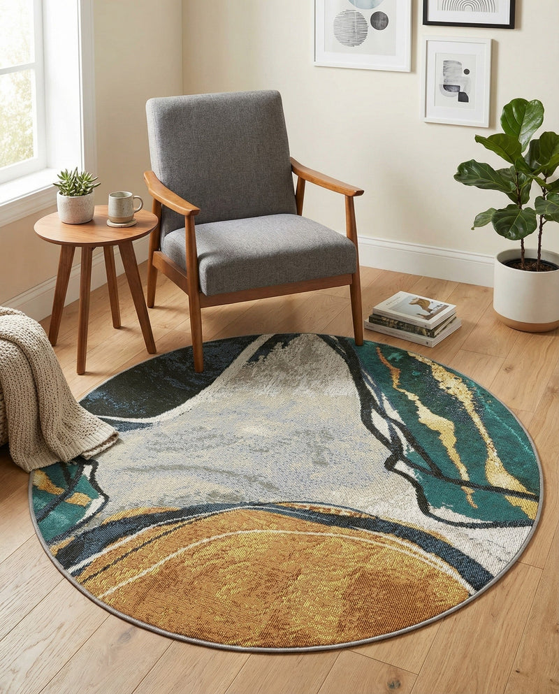 Urban Terrace Collection Area Rug -  Pavilion Round Multi  lifestyle 53