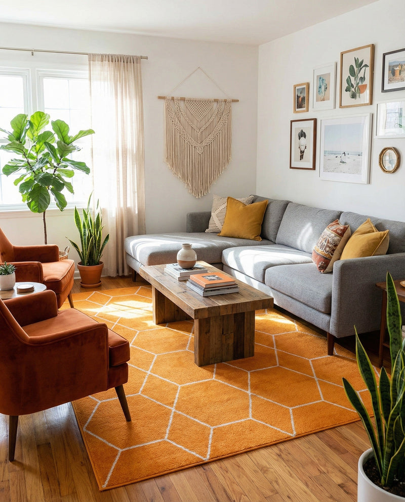 Trellis Mosaic Collection Area Rug - Arborville (Orange) Rectangle Orange  lifestyle 12
