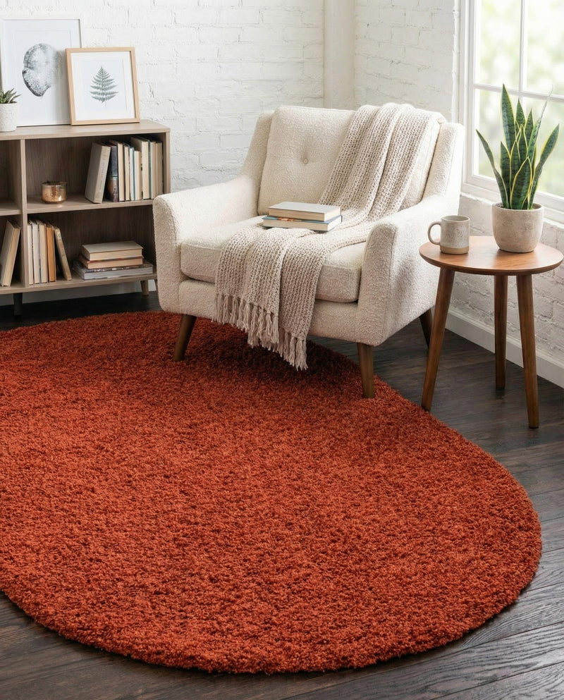 Plush Oasis Collection Area Rug - Serenity (Terracotta) Oval Terracotta  lifestyle 39