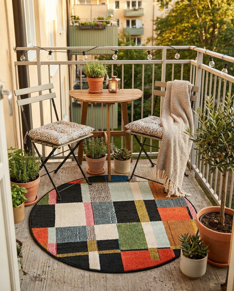 Outdoor Marrakesh Collection Area Rug -  Tangier Round Multi  lifestyle 67