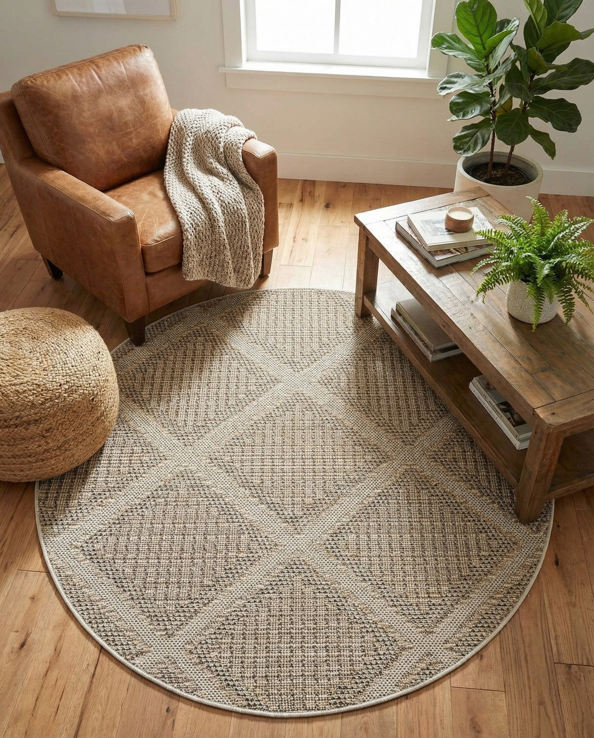 Savannah Pergola Collection Area Rug -  Eden Round Khaki  lifestyle 68