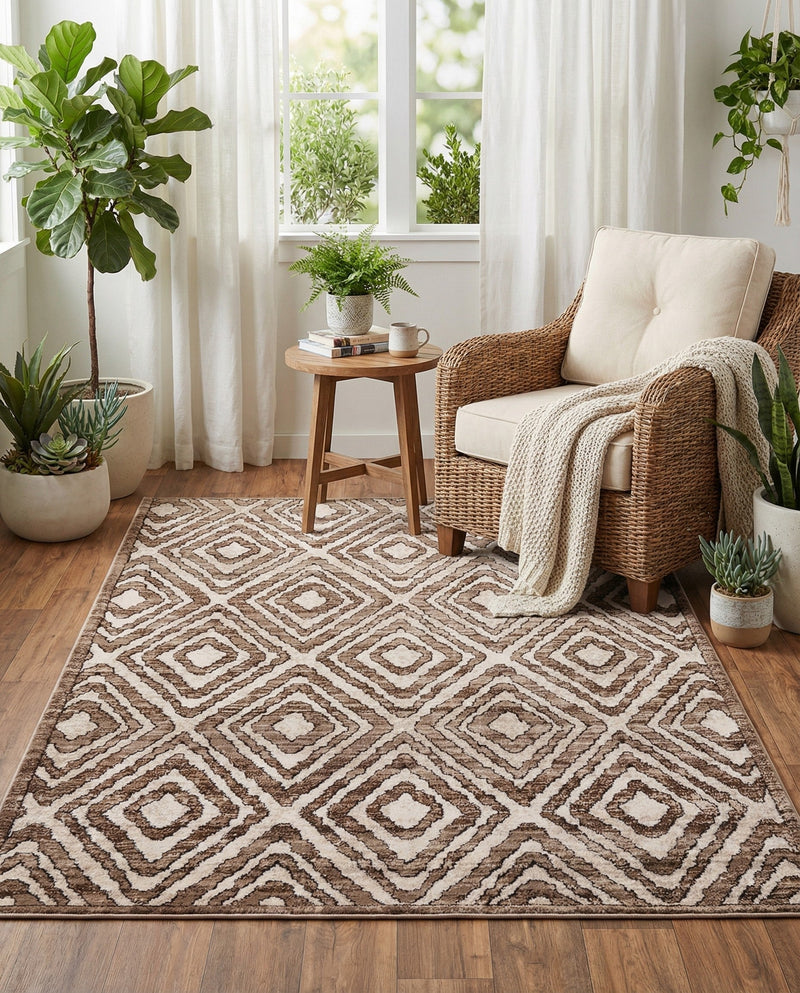 Sanctuary Retreat Collection Area Rug -  Oasis Rectangle Chocolate Brown  lifestyle 37