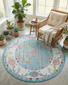 Arcadia Rugs Collection Area Rug - Eden (Aqua and Blue) Round Aqua and Blue  lifestyle 67