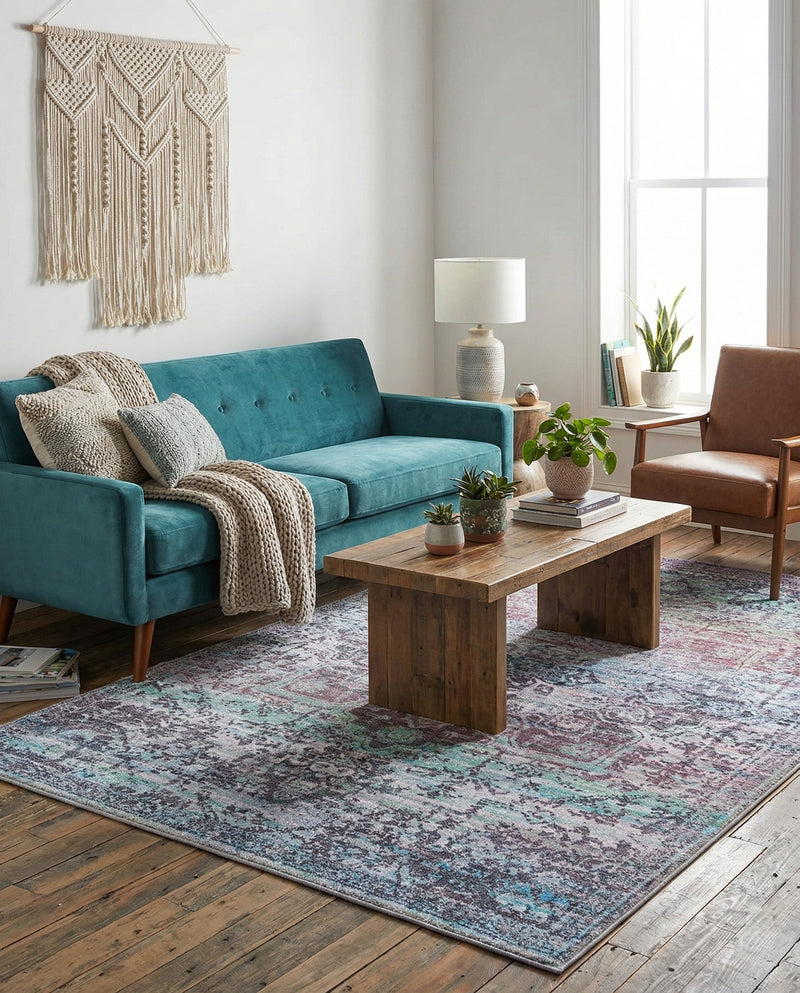 Baroque Era Collection Area Rug - Versailles (Blue Green) Rectangle Blue Green  lifestyle 25