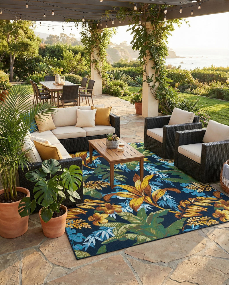 Seaside Blooms Collection Area Rug -  Grove Rectangle Multi  lifestyle 43