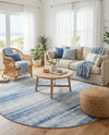 Zagros Shades Collection Area Rug -  Sepidan Round Blue Ivory  lifestyle 46