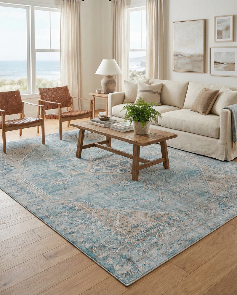 Coastal Haven Collection Area Rug -  Marina Rectangle Blue  lifestyle 57