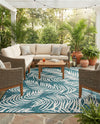 Seaside Blooms Collection Area Rug - Verdure (Teal) Rectangle Teal  lifestyle 4
