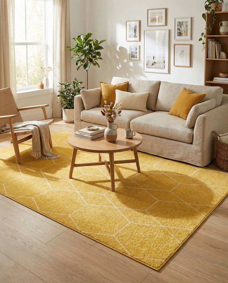 Trellis Mosaic Collection Area Rug - Arborville (Yellow) Rectangle Yellow  lifestyle 4