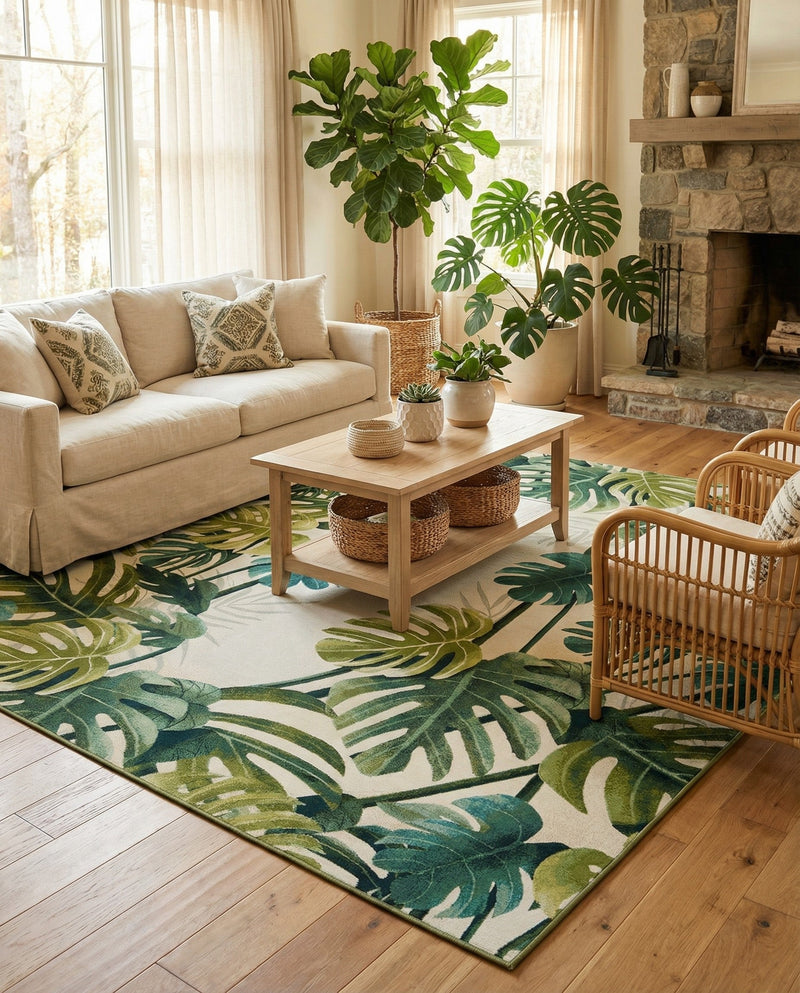 Seaside Blooms Collection Area Rug -  Ivy Rectangle Green  lifestyle 9