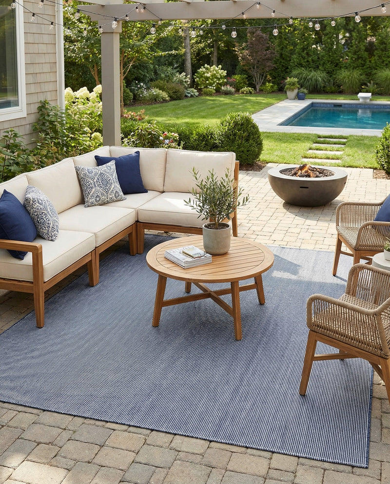 Jill Zarin Sedona Oasis Outdoor Collection Area Rug - Coconino (Navy Sky) Square Navy Sky  lifestyle 60