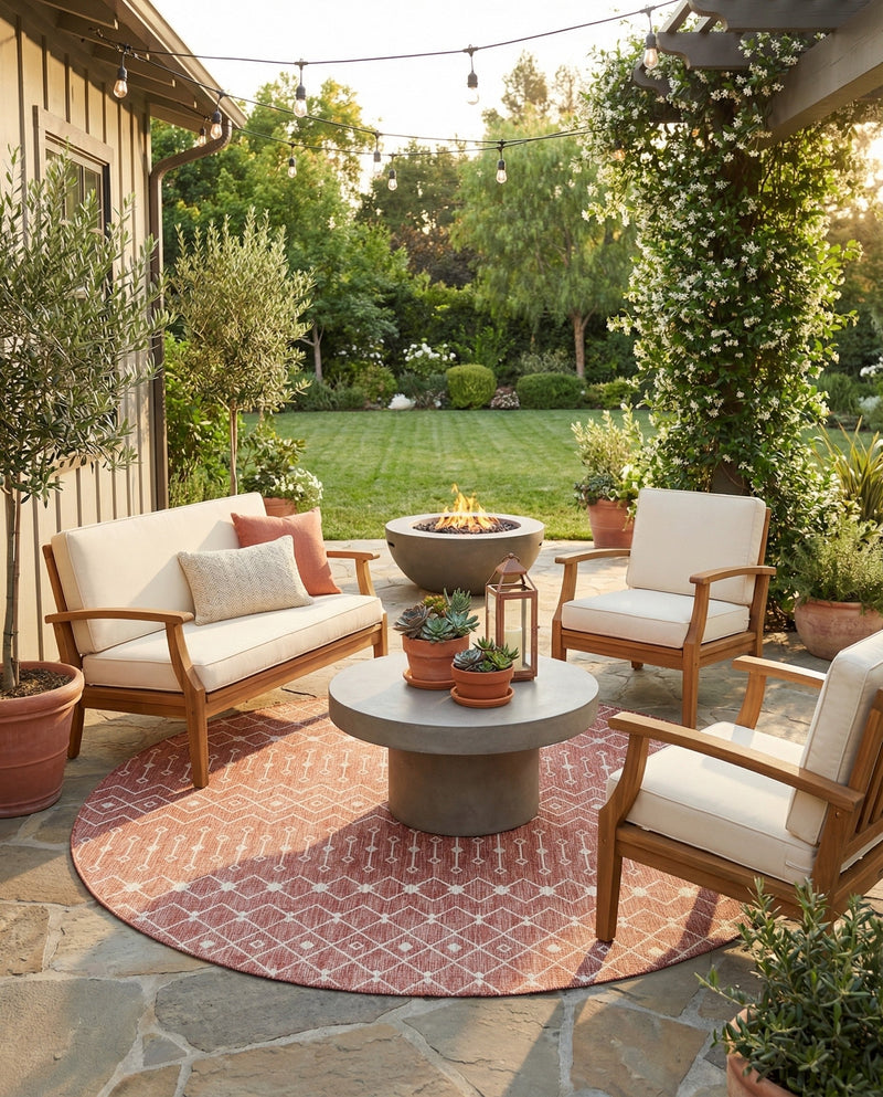 Savannah Pergola Collection Area Rug -  Pergola (Rust Red) Round Rust Red  lifestyle 88