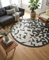 Urban Terrace Collection Area Rug -  Mercer Round Black and White  lifestyle 68