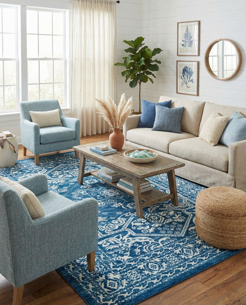 Charleston Elegance Collection Area Rug - Harborview Rectangle Blue  lifestyle 50