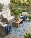 Patio Heritage Collection Area Rug - Savannah (Blue) Rectangle Blue  lifestyle 24