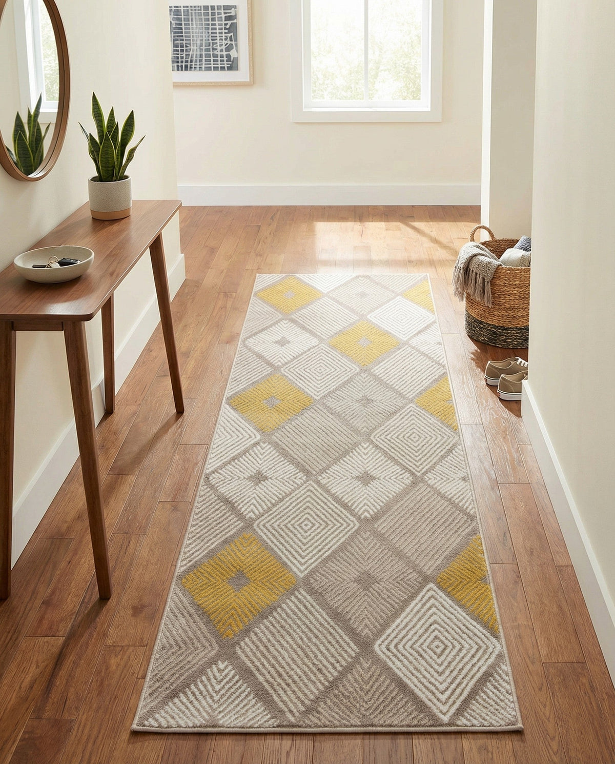 Coastal Haven Collection Area Rug -  Anchorage Runner Ivory and Yellow  lifestyle 97