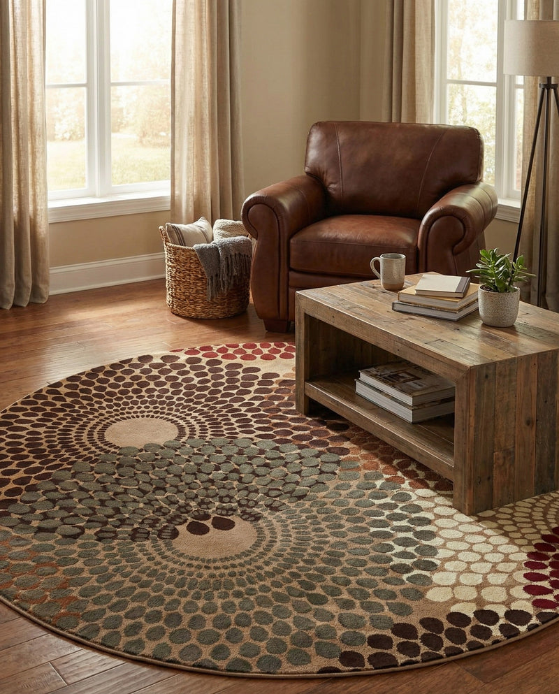 Bistro Lounge Collection Area Rug -  Cappuccino Round Beige  lifestyle 65