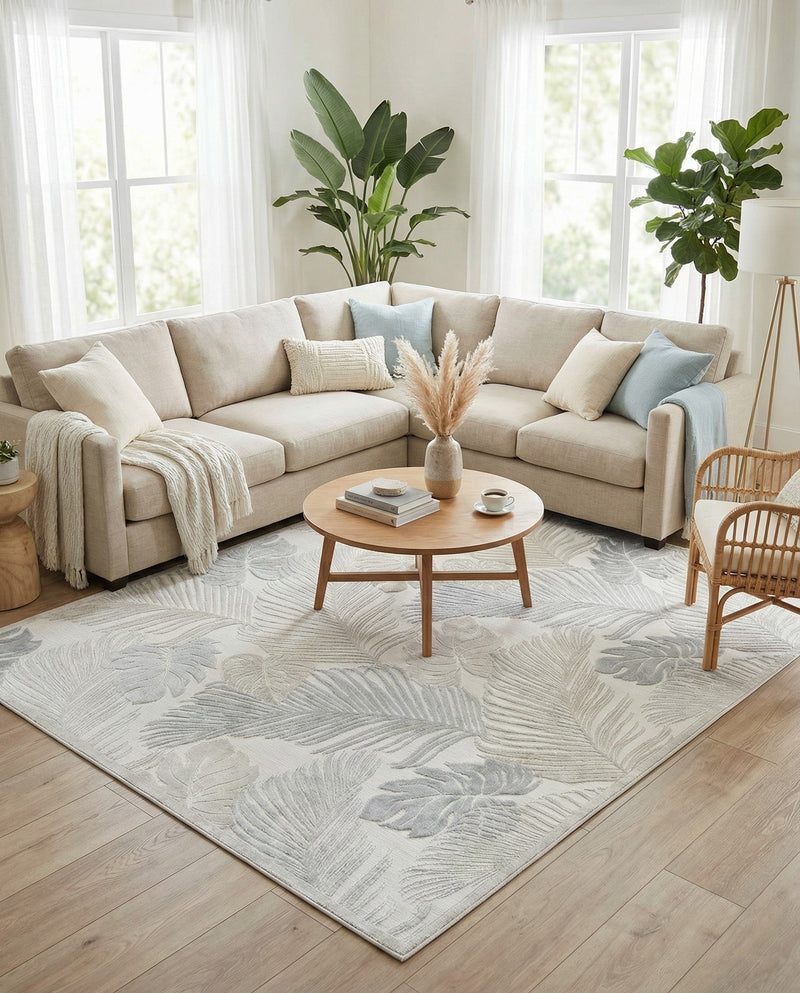 Seaside Blooms Collection Area Rug -  Tranquil Rectangle Gray  lifestyle 23
