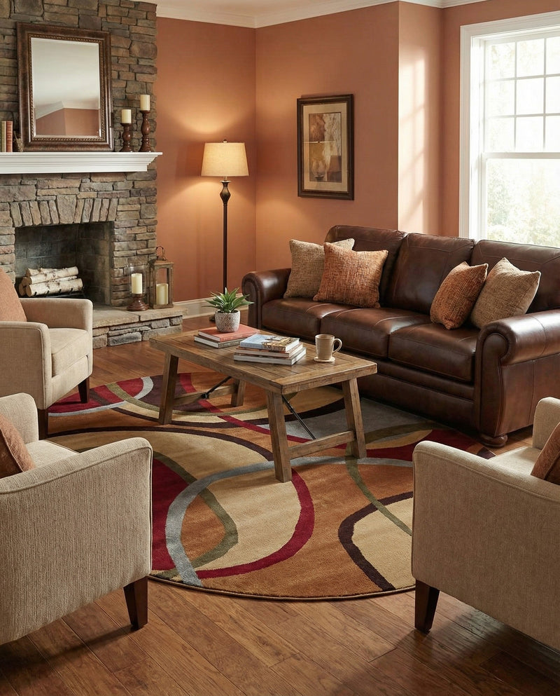 Bistro Lounge Collection Area Rug -  Macchiato Oval Multi  lifestyle 63