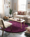 Plush Oasis Collection Area Rug - Serenity (Eggplant Purple) Round Eggplant Purple  lifestyle 46
