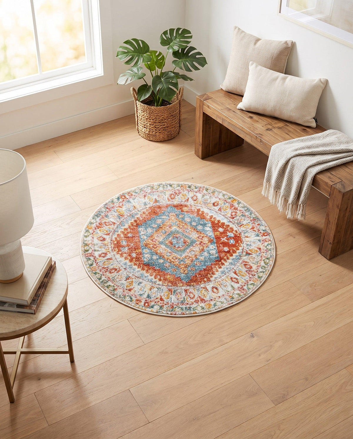 Arcadia Rugs Collection Area Rug -  Xanadu Round Salmon  lifestyle 100