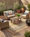 Patio Heritage Collection Area Rug -  Pergola Rectangle Blue and Light Brown  lifestyle 30