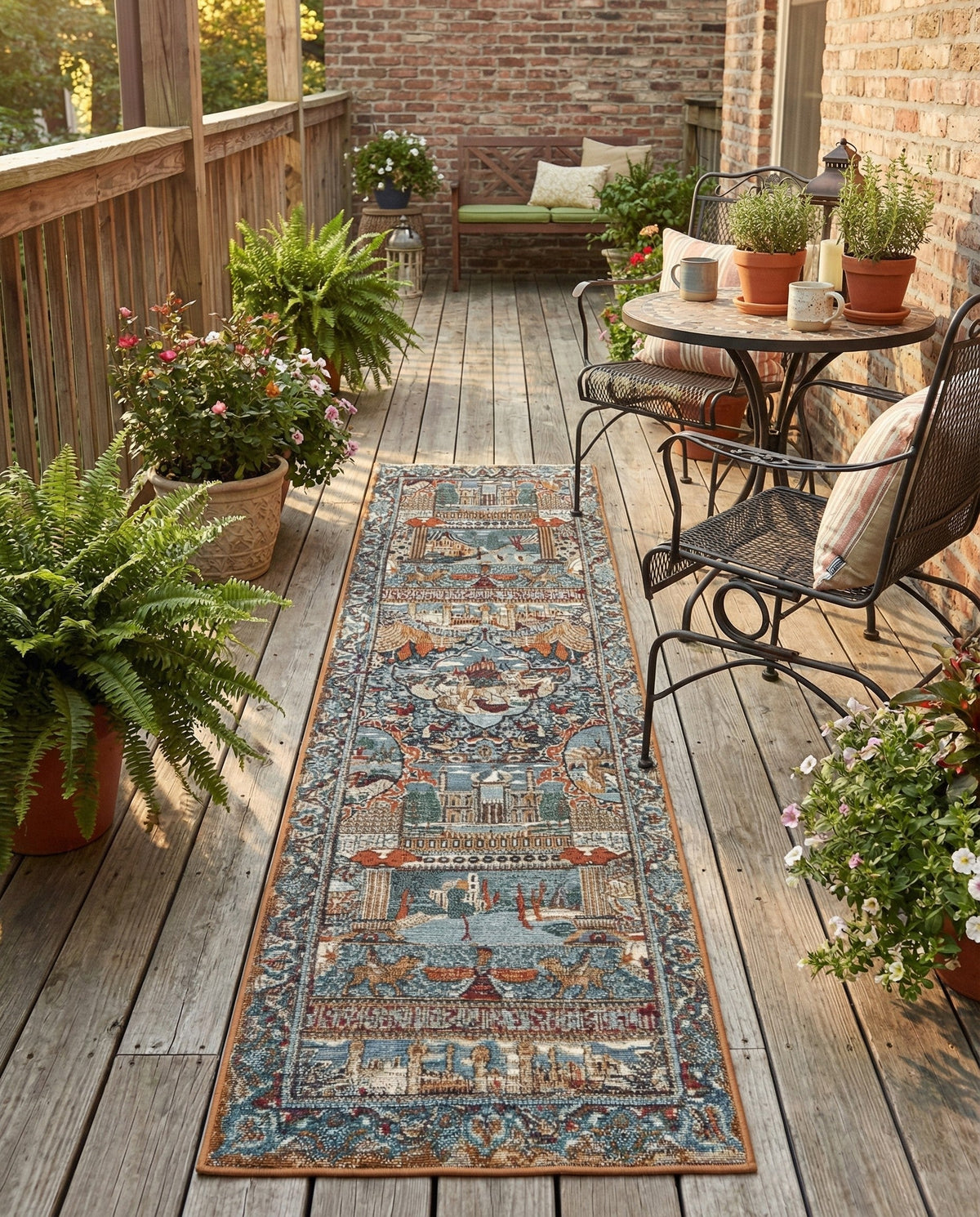 Patio Heritage Collection Area Rug -  Oasis Runner Multi  lifestyle 95