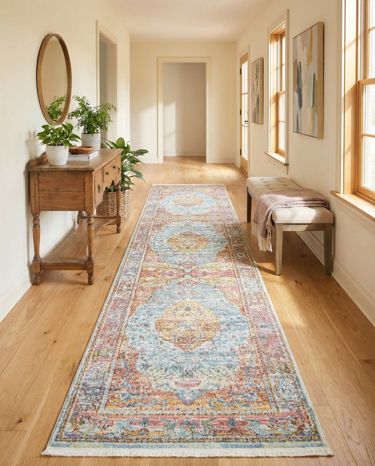 Caribbean Breeze Collection Area Rug -  Vieques Runner Light Blue  lifestyle 193