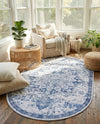 Baroque Era Collection Area Rug - Versailles (Gray Blue) Oval Gray Blue  lifestyle 58