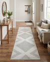 Seychelles Stripes Collection Area Rug - Mahe (Ivory and Gray) Runner Ivory and Gray  lifestyle 36