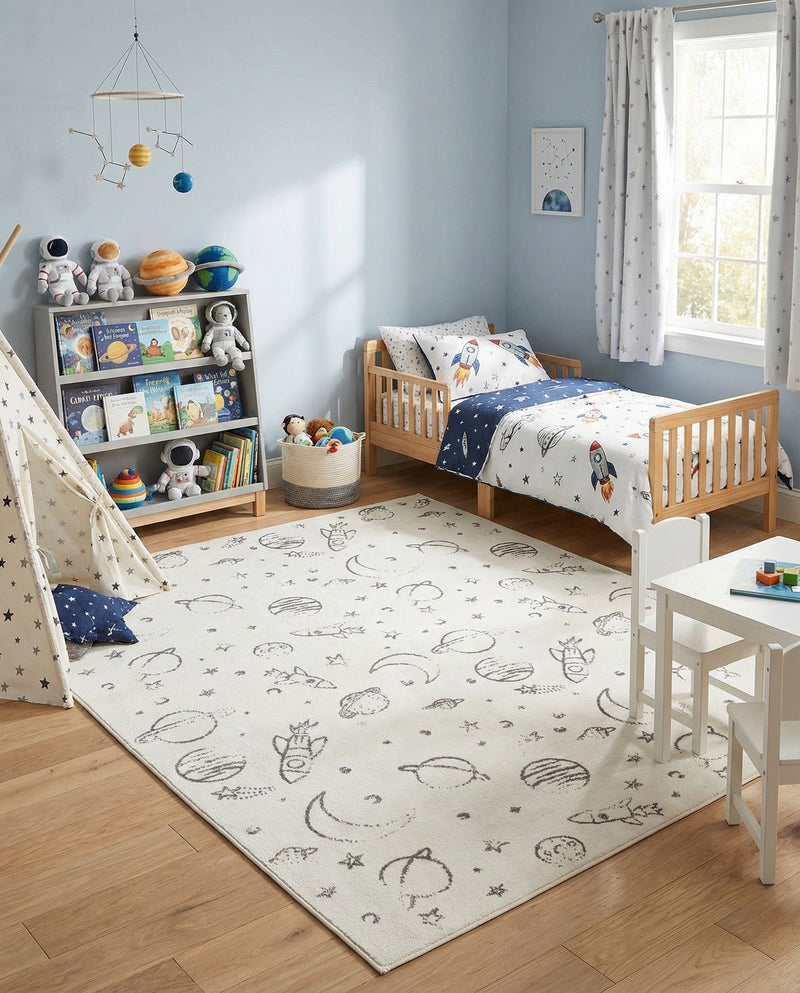Wonder Tykes Collection Area Rug -  Jigsaw Rectangle Ivory  lifestyle 26
