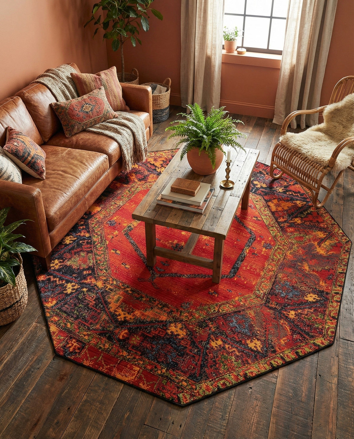 Safari Escape Rugs Collection Area Rug - Serengeti Octagon Multi  lifestyle 102